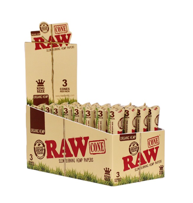 RAW CONES KING SIZE ORGANIC HEMP 3PACK