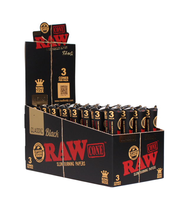 RAW CONES KING SIZE BLACK 3PACK