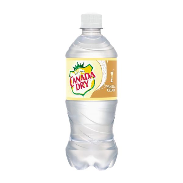 Canada Dry Soda Vanilla 20 fl oz bottle shown in original branded packaging.