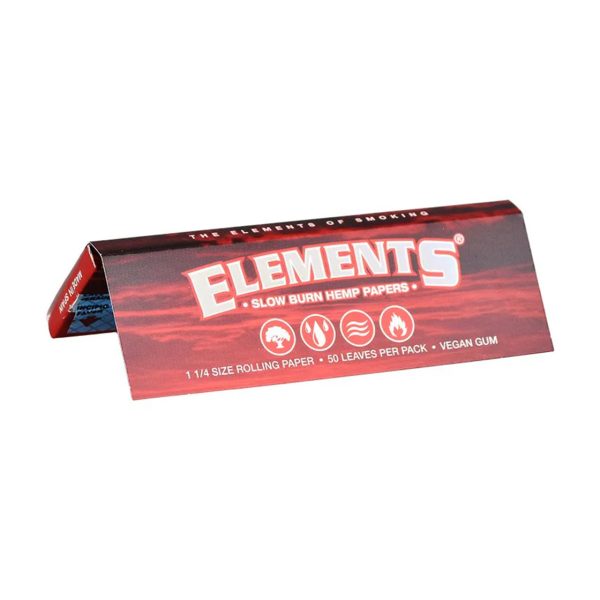 Elements Red Hemp Rolling Papers 1.25 size hemp rolling paper packaging