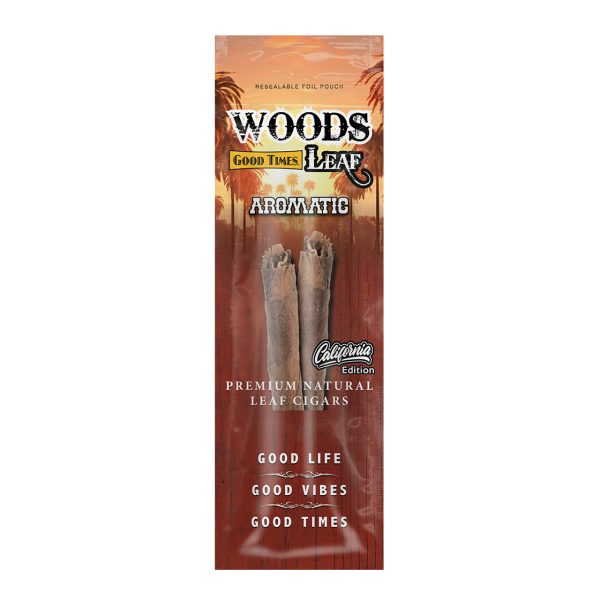Good Times Woods Leaf Aromatic 2-pack cigar wraps packaging
