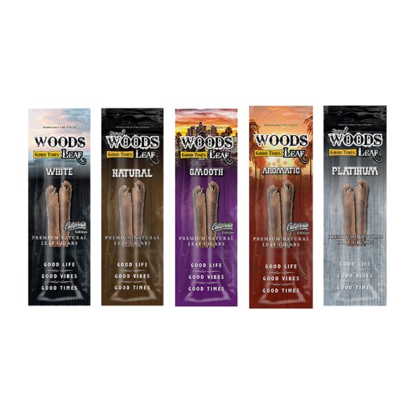 Good Times Woods Leaf variants shown together in original branded packaging.
