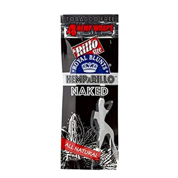 Royal Blunts Hemparillo hemp wraps Naked flavor 4 pack packaging with natural hemp wraps and no nicotine