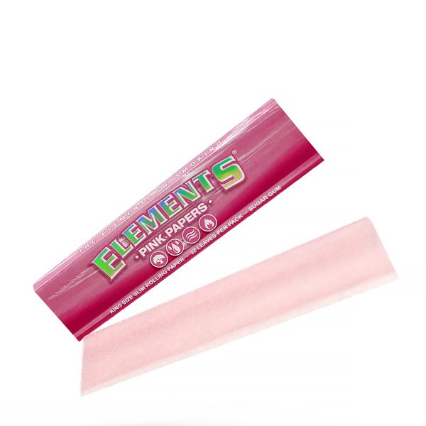 Elements pink rolling papers king size pack with branded design