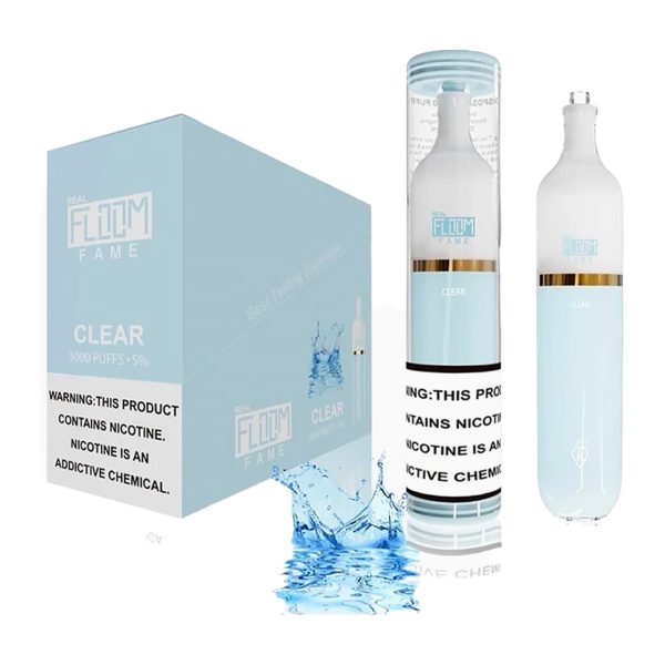 Floom Flame Vape Clear 3K Puffs disposable vape device shown from the front for online catalog and product identification.