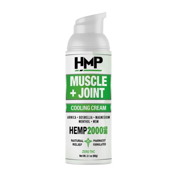 HMP Brands Muscle & Joint Relief Cream 2000 mg tube shown for online catalog and product identification.