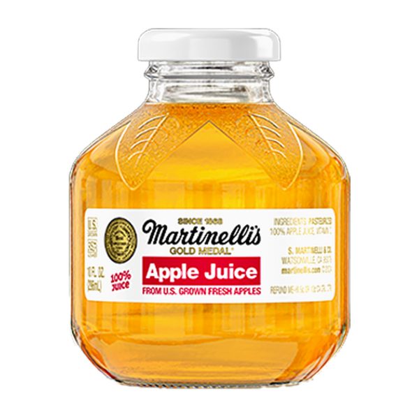 Martinelli’s Apple Juice 10 fl oz bottle shown for online catalog and product identification.