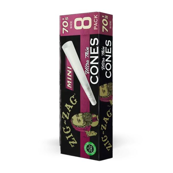 Zig-Zag Mini Cones 70 s Edition 70 mm 8 pk shown in original branded packaging.