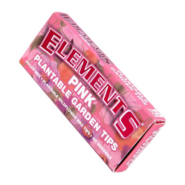 Elements Pink Plantable Rolling Tips pack with 10 eco-friendly rolling paper tips