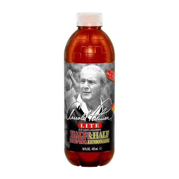 Arnold Palmer Half & Half Lite Iced Tea Lemonade 16 fl oz bottle shown in original branded packaging.