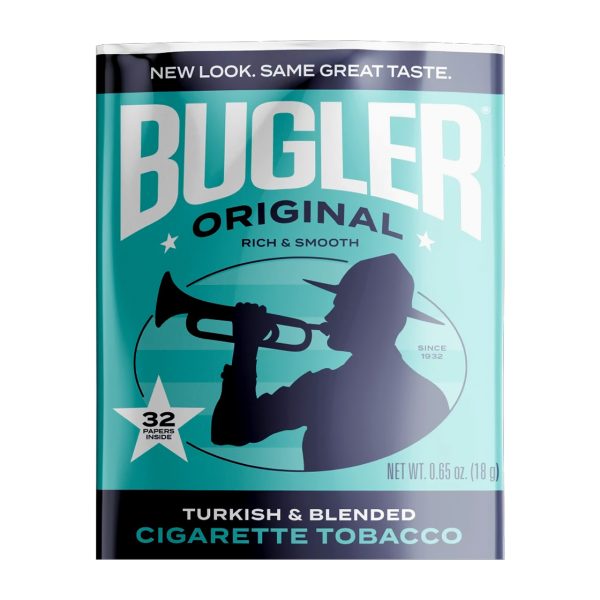 Bugler Rolling Tobacco Blue pouch packaging with premium rolling tobacco
